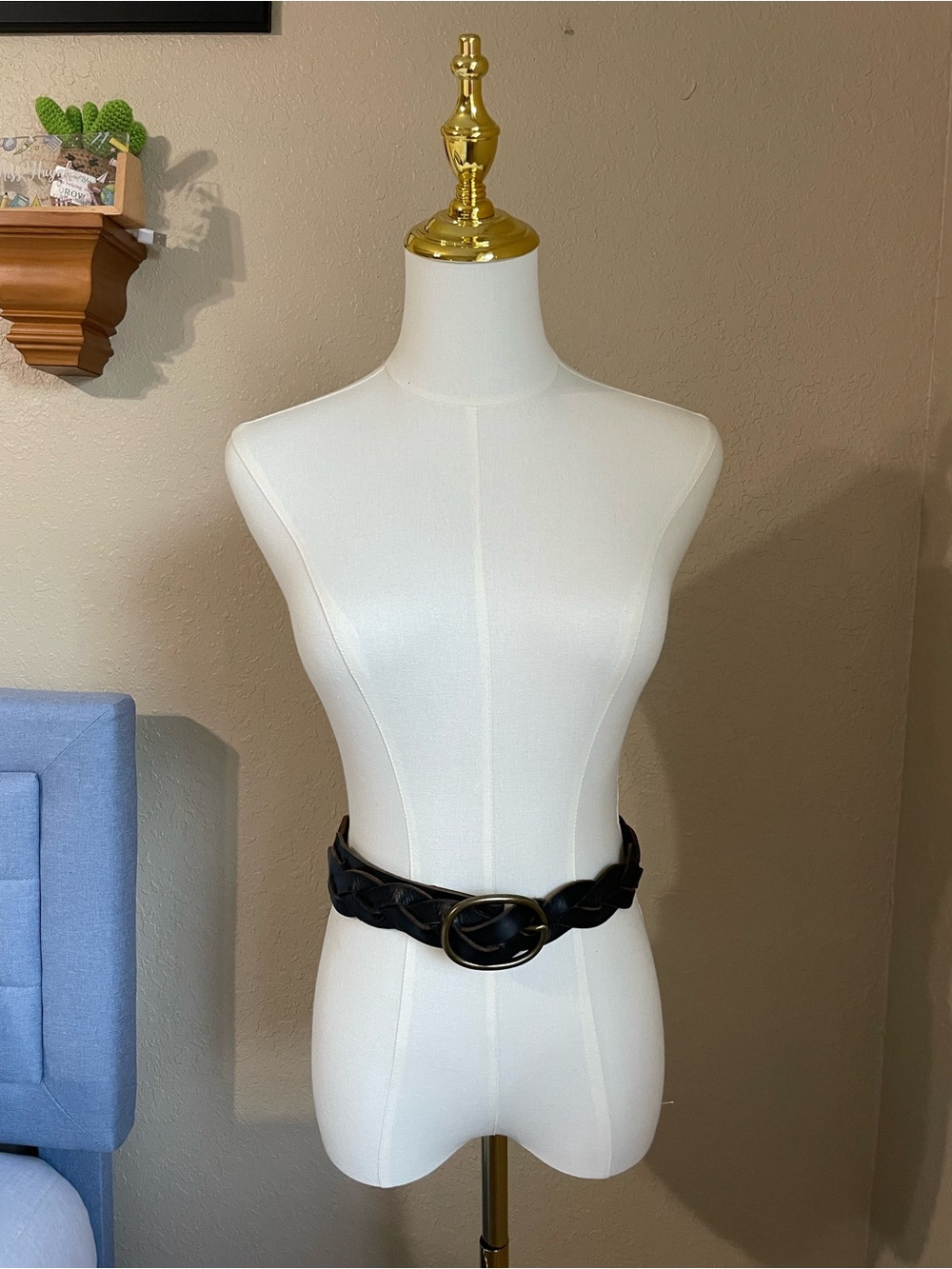 Gap Braided Genuine Leather Belt Size XS-M Dark Brown